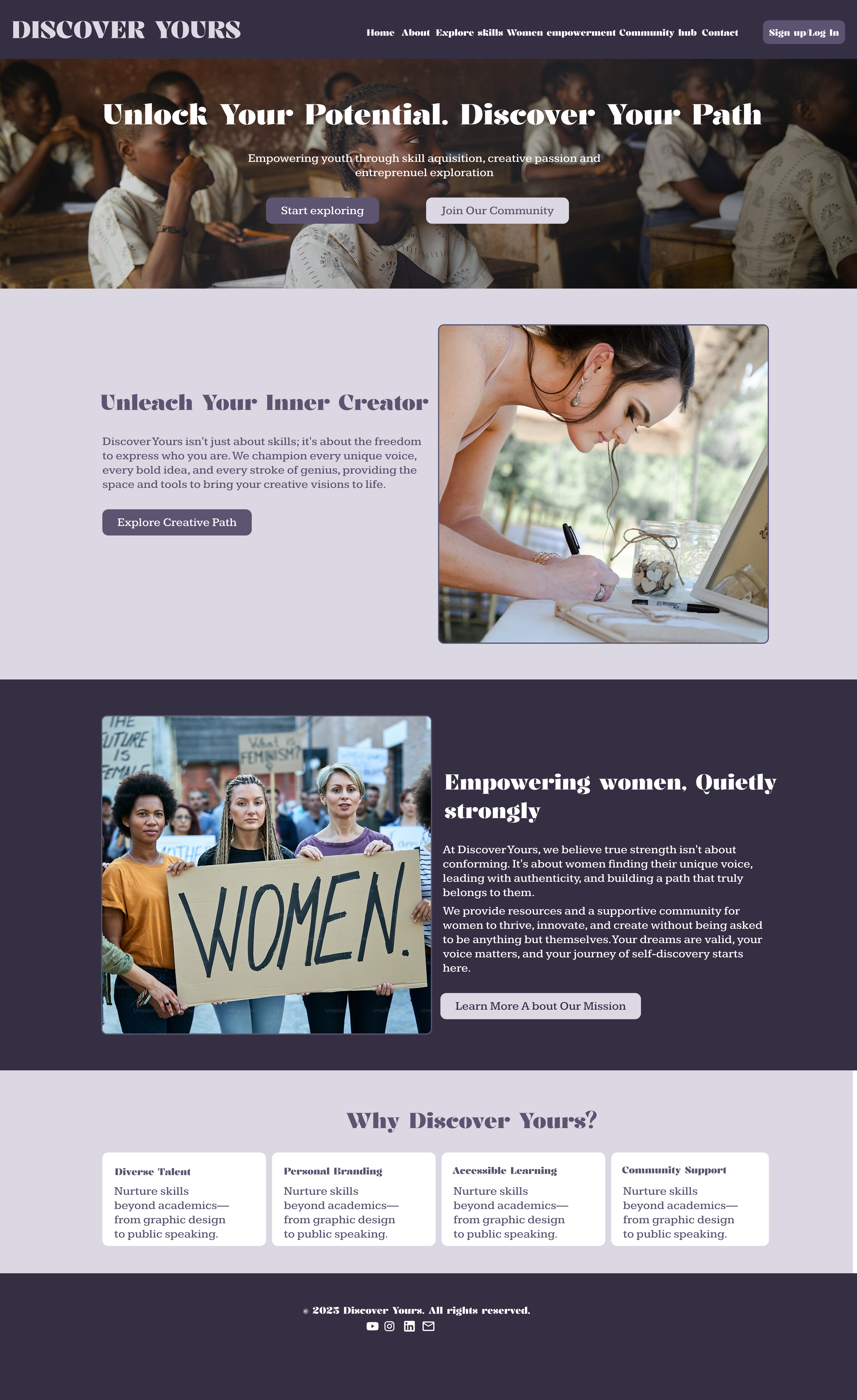 Home page of a website